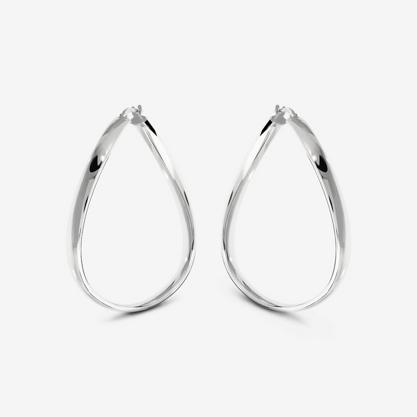 Wave Effect Hoop Earrings in Platinum-plated 925 Silver