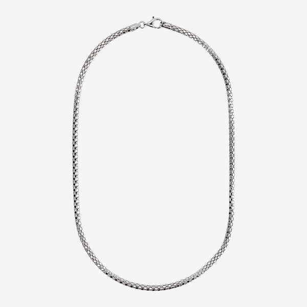 Popcorn Choker Necklace in Platinum plated 925 Silver