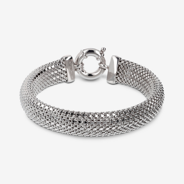 Petit et grand bracelet à maillons Popcorn en argent 925 platiné.