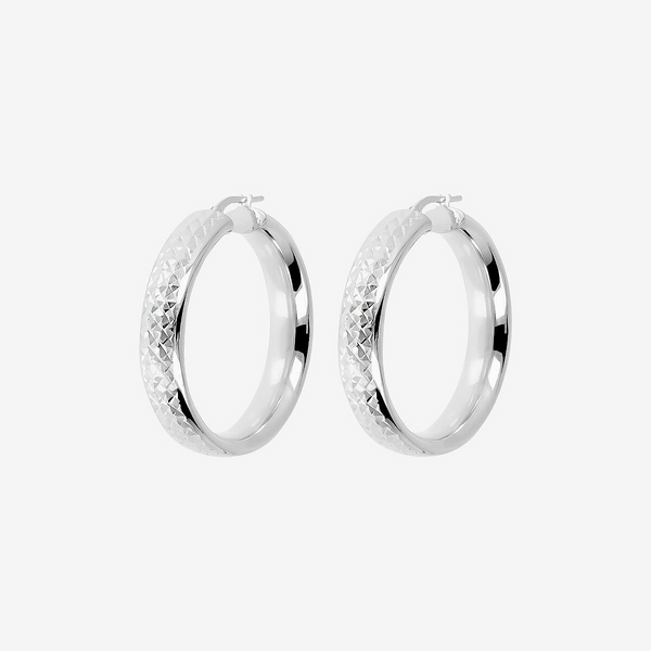 Hoop Earrings in Platinum Plated 925 Sterling Silver