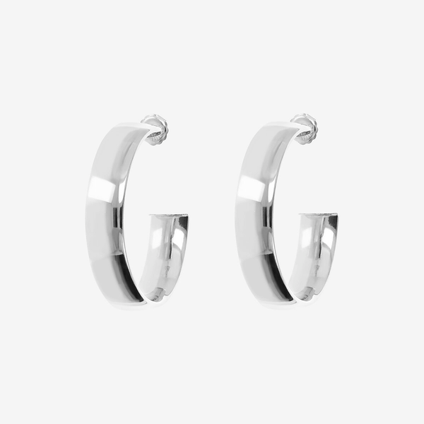 925 Sterling Silver Platinum Plated Hoop Earrings