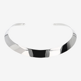 Collana Choker a Specchio in Argento 925 placcato Platino Superficie 1.2cm