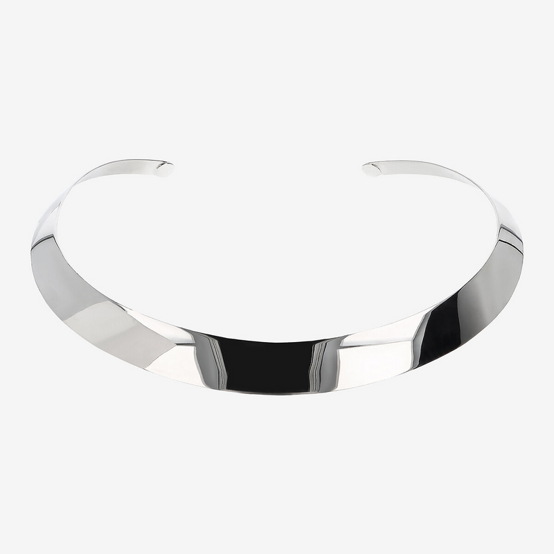 Mirror Choker Necklace in 925 Sterling Silver, Platinum Plated