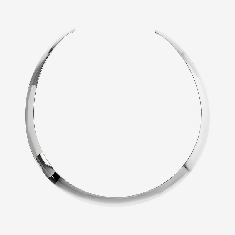 Collana Choker a Specchio in Argento 925 placcato Platino Superficie 1.2cm