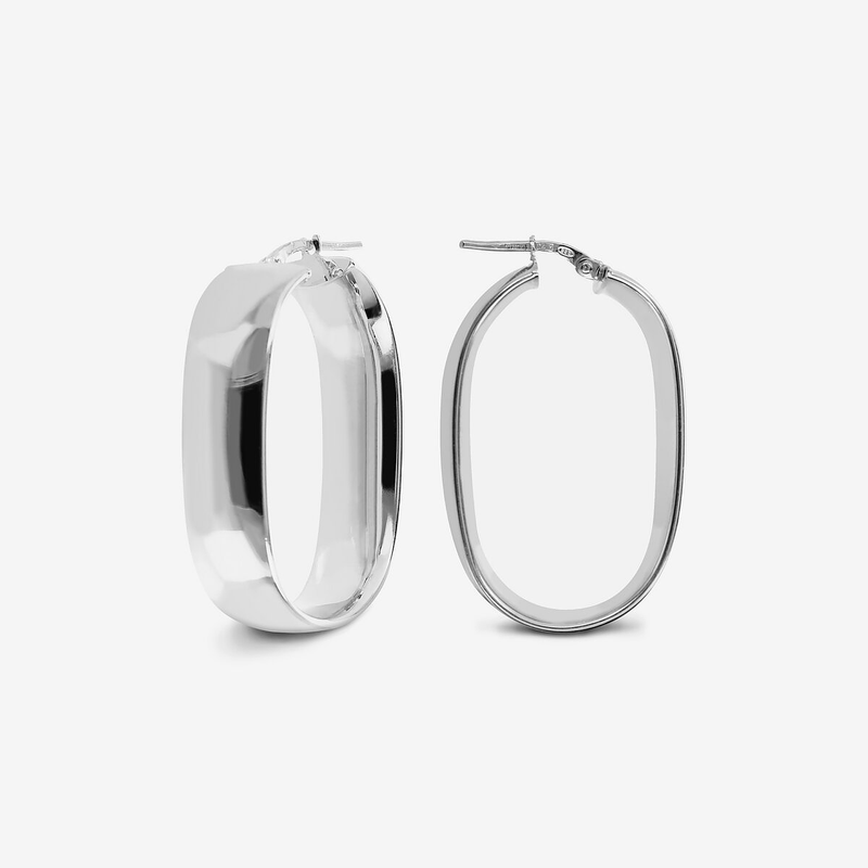 Extended Oval Earrings in 925 Silver Platinum Plated