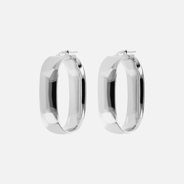 Oval Earrings in 925 Sterling Silver, Platinum Plated