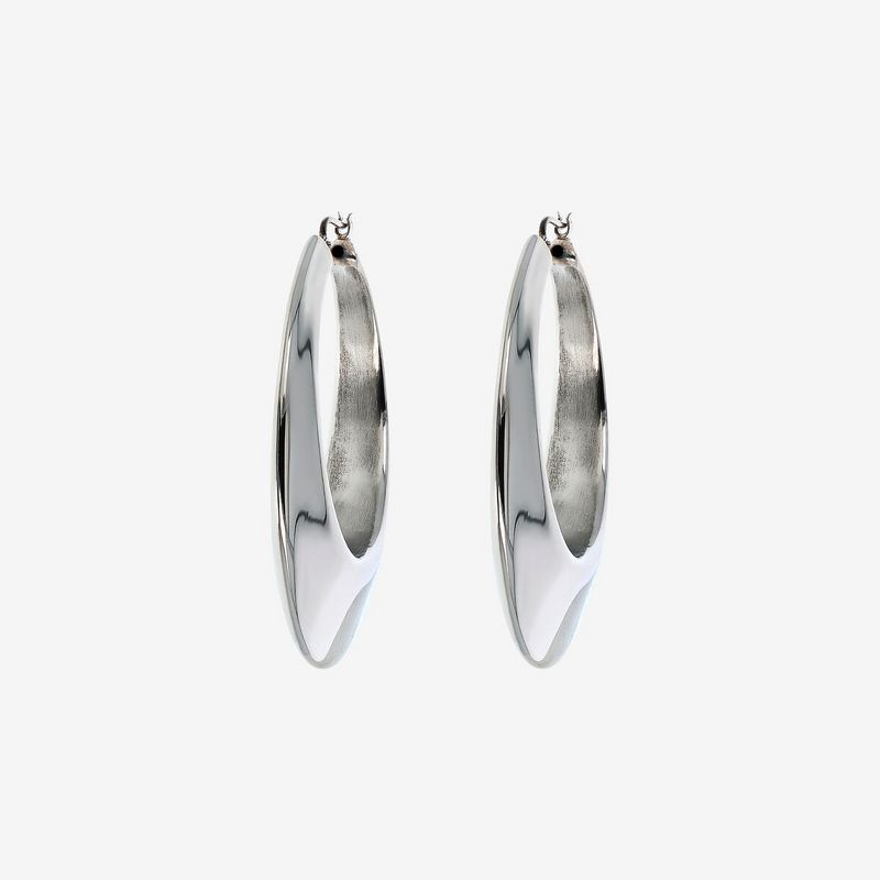 Graduated Hoop Earrings in Platinum-plated 925 Silver