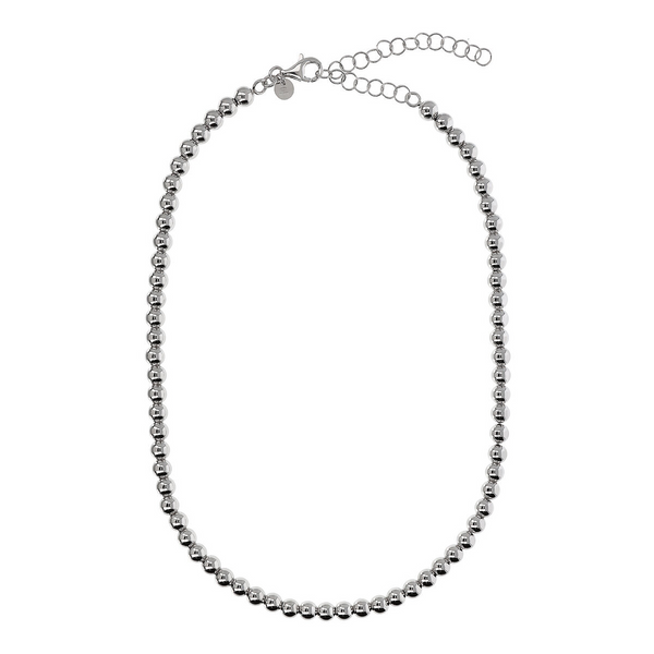 Necklace in Platinum plated 925 Silver with Lucide Bead