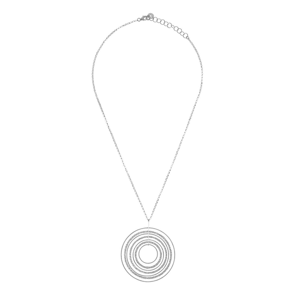 Collier ras du cou en argent 925 plaqué platine avec pendentif diamant multi-cercles