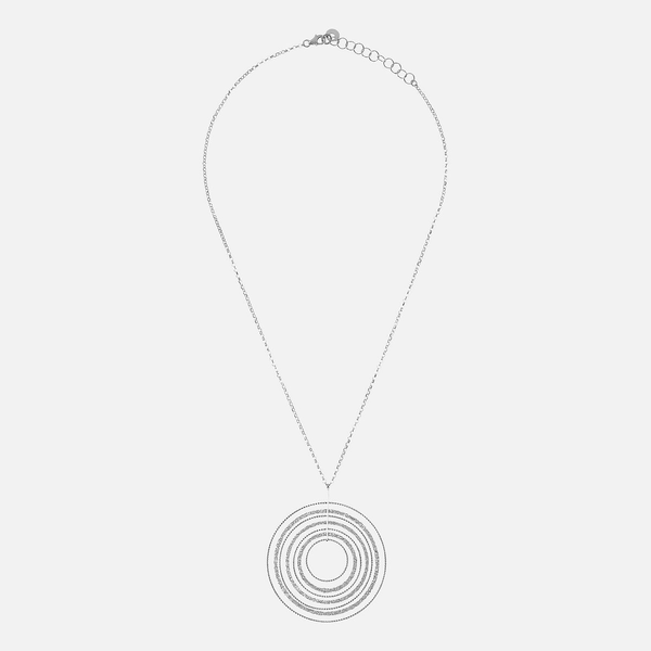 Platinum Plated 925 Silver Choker Necklace with Multi Circle Diamond Pendant