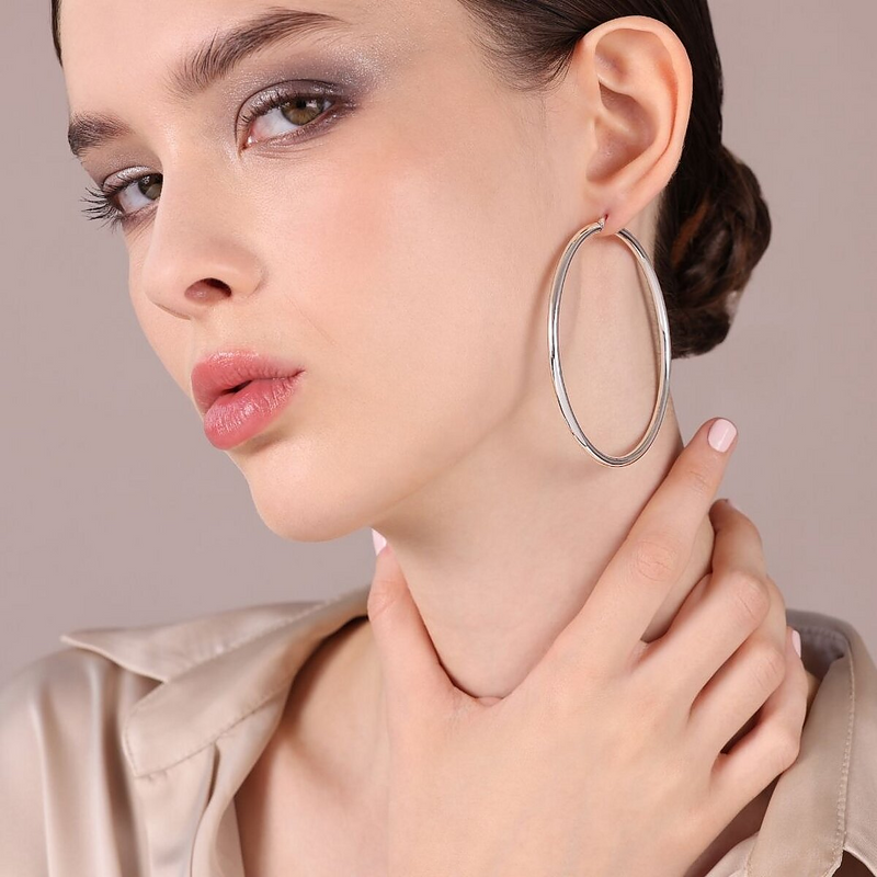 Hoop earrings in platinum-plated 925 silver