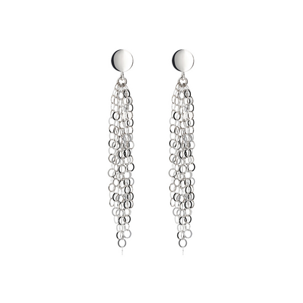 Multi-strand diamond earrings in platinum-plated 925 silver