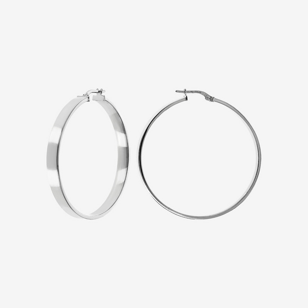 Hoop Earrings with Square Section in Platinum-plated 925 Silver