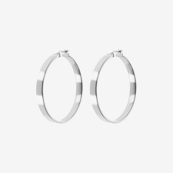 Hoop Earrings with Square Section in Platinum-plated 925 Silver