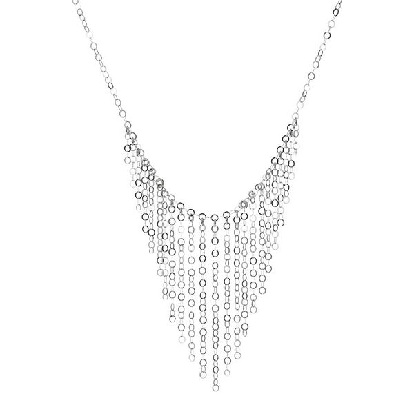 Cascade Diamond Link Necklace in Platinum-plated 925 Silver