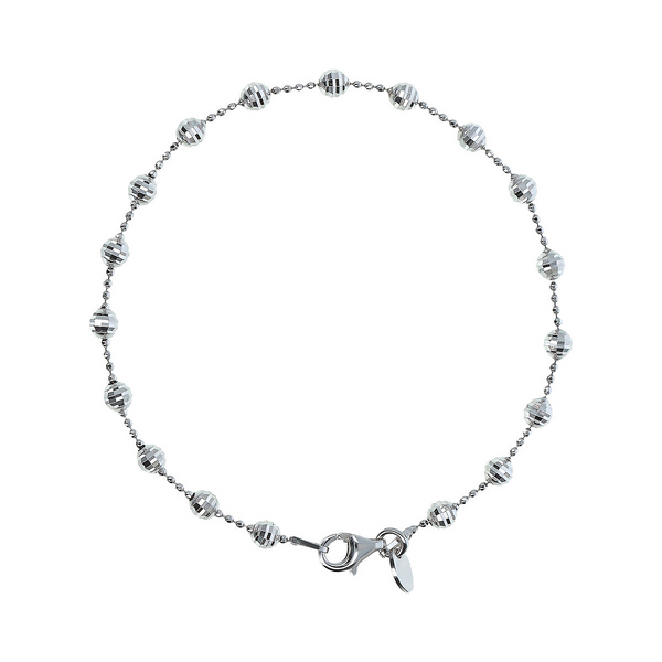 Bracelet with diamond-cut beads in platinum-plated 925 silver