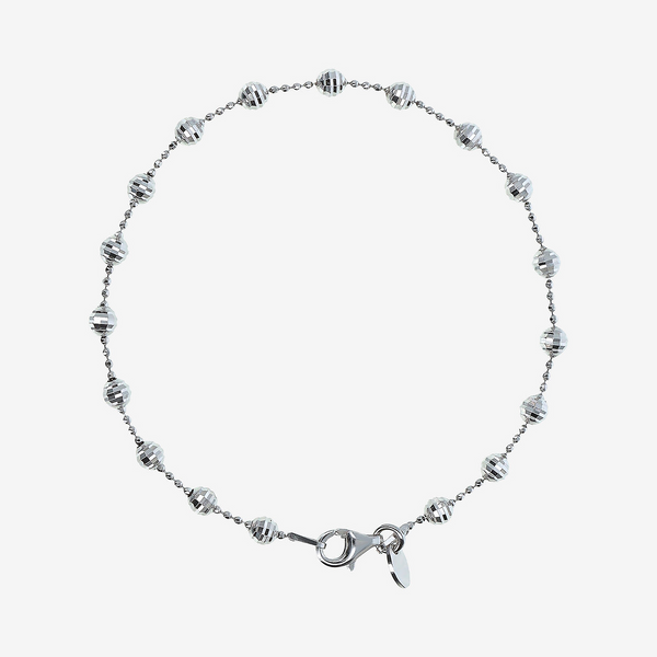 Armband mit diamantgeschliffenen Perlen aus platiniertem 925er Silber