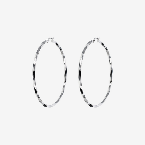 Twisted Hoop Earrings in Platinum-plated 925 Silver