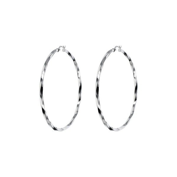 Twisted Hoop Earrings in Platinum-plated 925 Silver