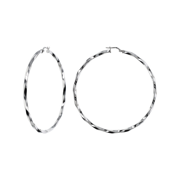 Twisted Hoop Earrings in Platinum-plated 925 Silver