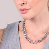 Platinum plated 925 Silver Choker Necklace with Lucide Bead