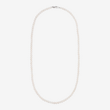 Long Necklace with White Freshwater Pearls Ø 6/6.5 mm in 18Kt White Gold Plated 925 Silver