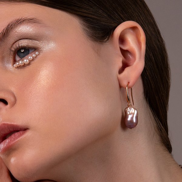 Pendant Earrings in 18Kt Rose Gold Plated 925 Silver with Multicolor Freshwater Scaramazze Pearls Ø 18 mm