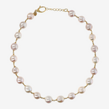 Collana Girocollo in Argento 925 placcato Oro 18Kt con Perle Ming d'Acqua Dolce Ø 12/13 mm