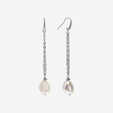 Boucles d'oreilles pendantes en argent 925 plaqué or 18 carats avec perles Keshi d'eau douce blanches 15x20