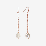 Pendant Earrings in 18Kt Gold Plated 925 Silver with White Freshwater Keshi Pearls 15x20