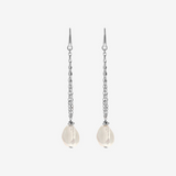 Boucles d'oreilles pendantes en argent 925 plaqué or 18 carats avec perles Keshi d'eau douce blanches 15x20