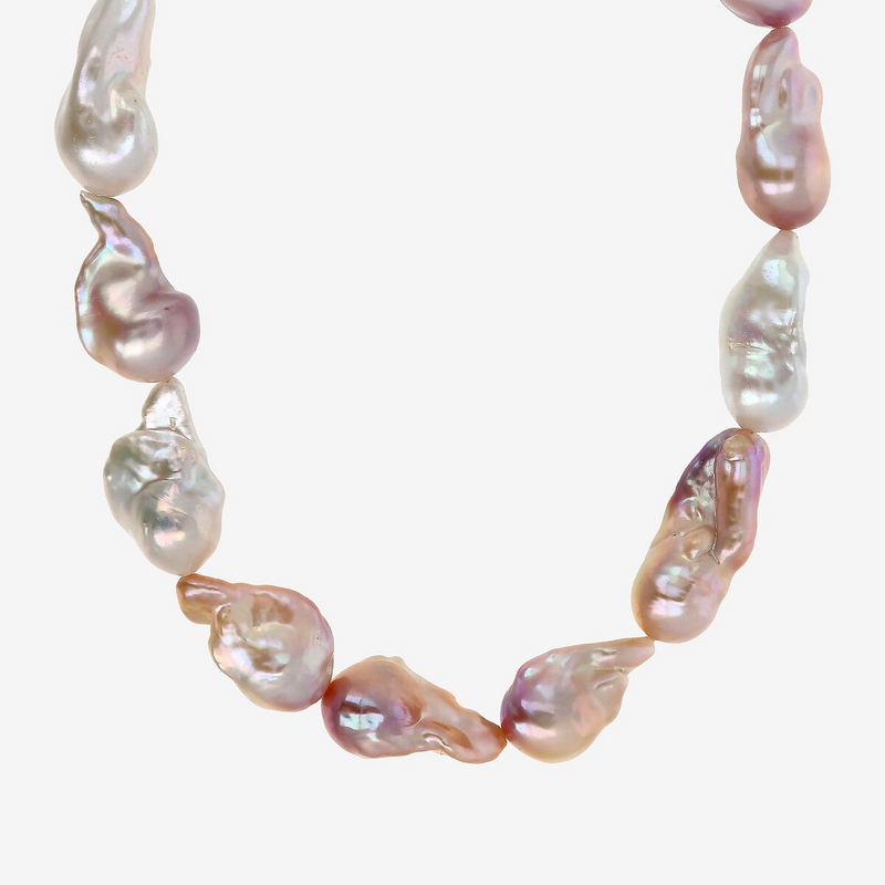 Collana Girocollo in Argento 925 placcato Oro Rosa 18Kt con Perle Scaramazze Multicolor d'Acqua Dolce Ø 13/14 mm