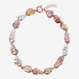 Collana Girocollo in Argento 925 placcato Oro Rosa 18Kt con Perle Scaramazze Multicolor d'Acqua Dolce Ø 13/14 mm