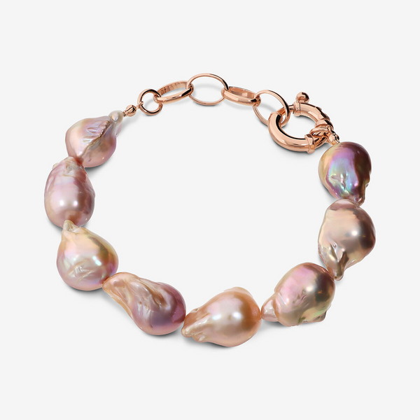 Bracciale in Argento 925 placcato Oro Rosa 18Kt con Perle Scaramazze Multicolor Shades d'Acqua Dolce Ø 13 mm