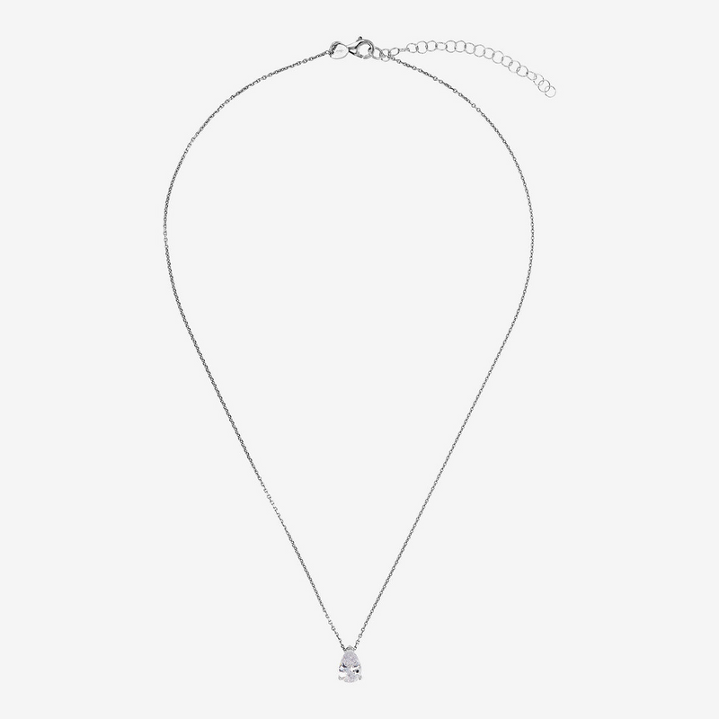 Collana Maglia Brillantina in Argento 925 con Pendente Goccia in Cubic Zirconia