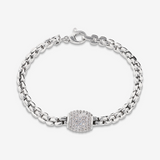 Bracciale Maglia Veneziana in Argento 925 placcato Rodio con Pavé di Cubic Zirconia