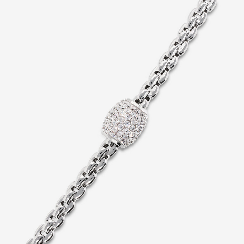 Bracciale Maglia Veneziana in Argento 925 placcato Rodio con Pavé di Cubic Zirconia