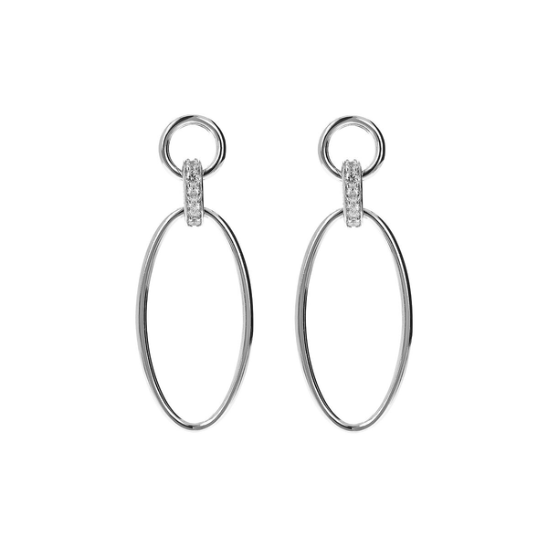 Oval Pendant Earrings in 925 Silver with Cubic Zirconia