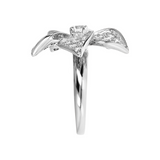 Anello con Fiore Pavé in Cubic Zirconia in Argento 925 placcato Rodio