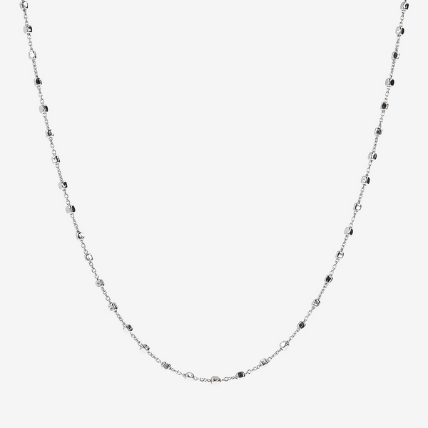 Silver Rosary Necklace with Square Motifs