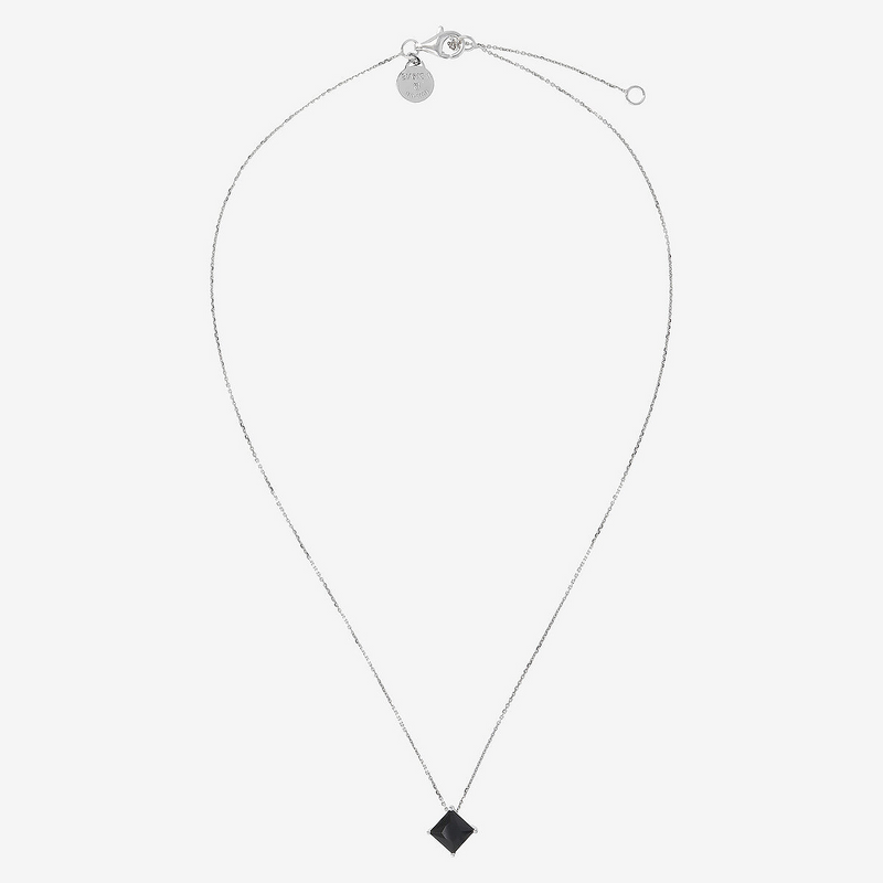 Collier en Argent avec Spinelle Noir Forme Losange Facetté