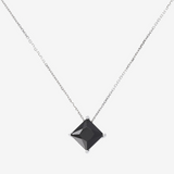 Collier en Argent avec Spinelle Noir Forme Losange Facetté