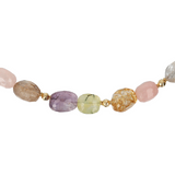 18Kt Yellow Gold Plated 925 Silver Choker Necklace with Faceted Natural Stones