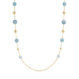 Long Necklace in 18Kt Yellow Gold Plated 925 Silver with Natural Stone Spheres