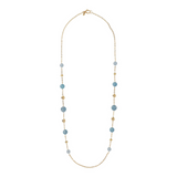 Long Necklace in 18Kt Yellow Gold Plated 925 Silver with Natural Stone Spheres