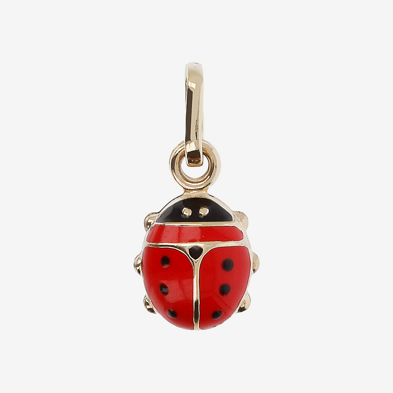 Pendentif Coccinelle en Or 9 carats et émail rouge et noir