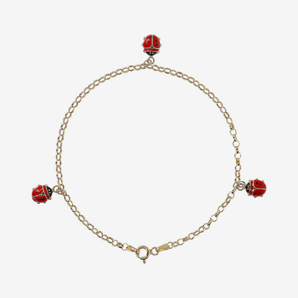 Rolo Chain Bracelet with Coccinelle Charms 375 Gold