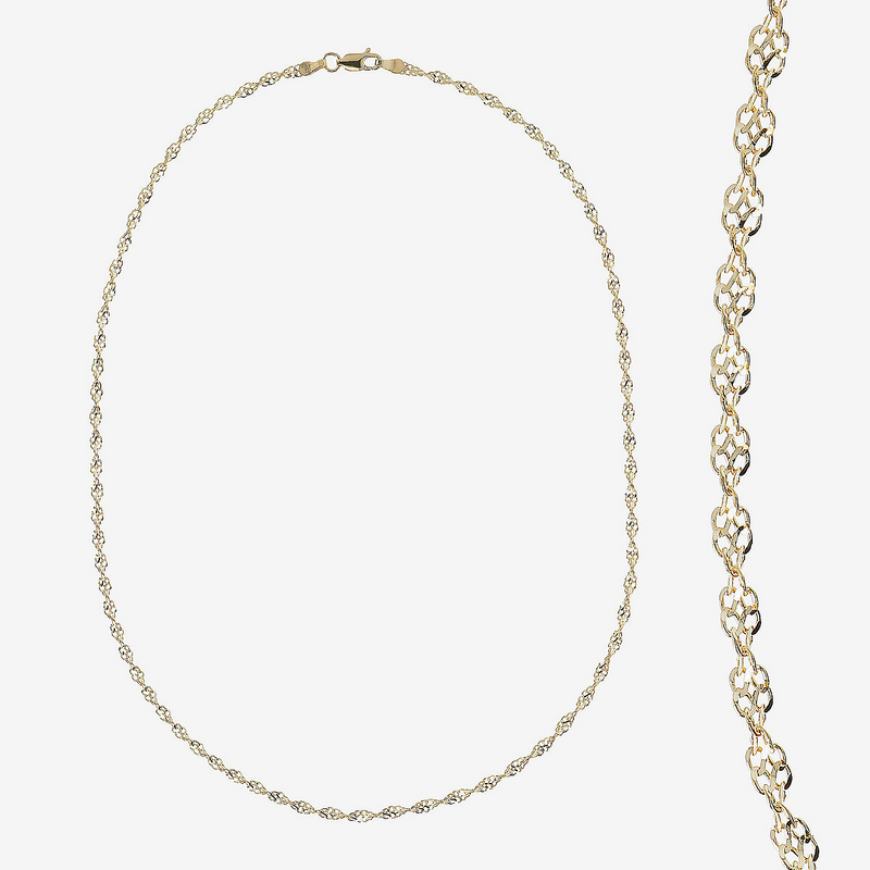 Collana Lunga Catena Singapore Oro 375