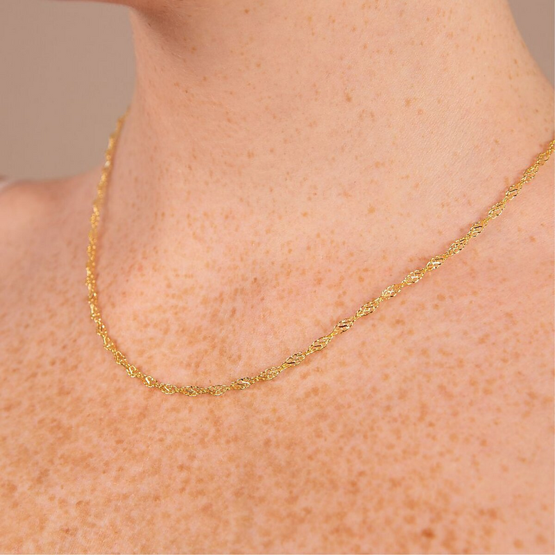 Singapore Long Chain Necklace 9 Carat Gold