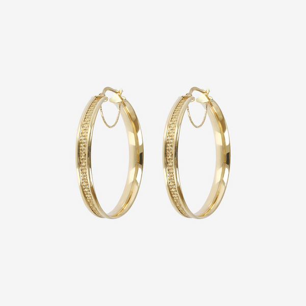 Large Hammered Circle Pendant Earrings in 9 Carat Gold